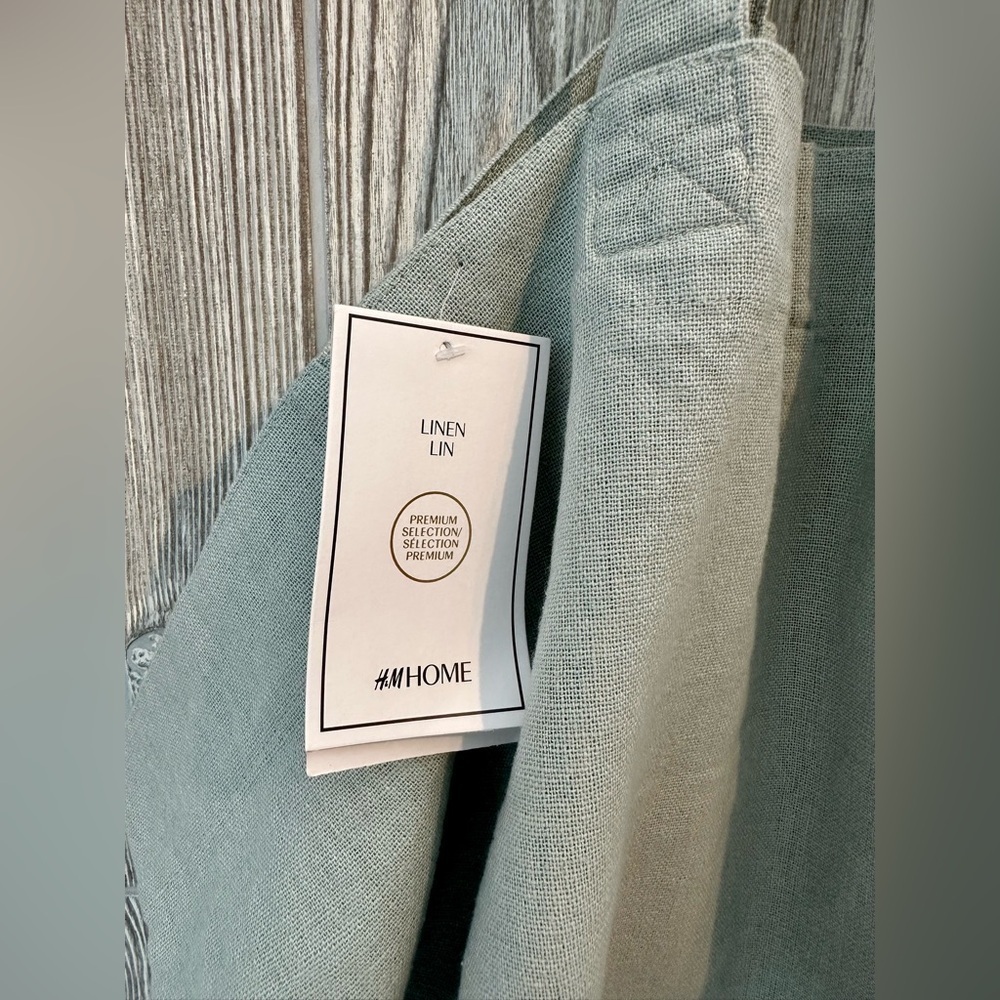 NEW! H&M HOME XL LINEN TOTE BAG Oversized Sage Green NWT - Picture 9 of 14